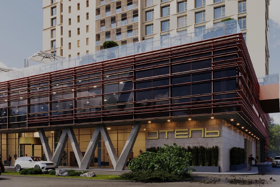 Гостиница, стилобат